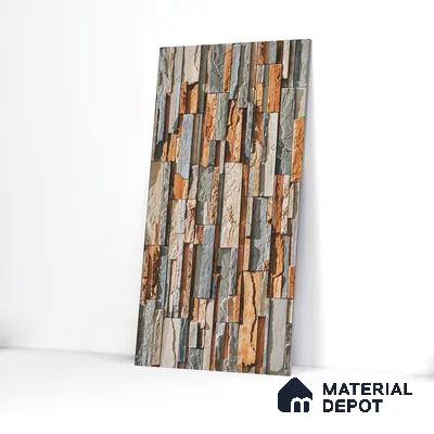 Elevation Wall Tile TL 00076 A Organic Brown 2 ft x 1 ft Punch Matte Finish Vitrified Tile - 9 mm | Suitable For Feature Wall, Boundary Wall, Balcony, Outdoor