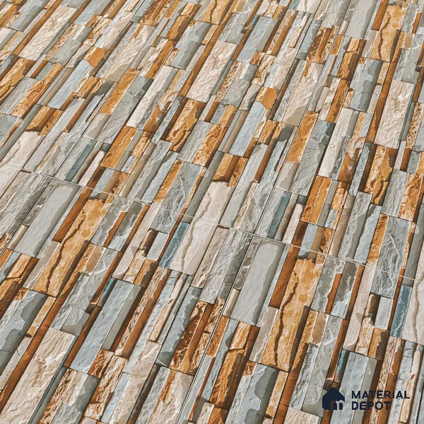 Elevation Wall Tile TL 00076 A Organic Brown 2 ft x 1 ft Punch Matte Finish Vitrified Tile - 9 mm | Suitable For Feature Wall, Boundary Wall, Balcony, Outdoor