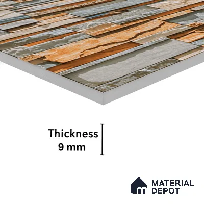 Elevation Wall Tile TL 00076 A Organic Brown 2 ft x 1 ft Punch Matte Finish Vitrified Tile - 9 mm | Suitable For Feature Wall, Boundary Wall, Balcony, Outdoor