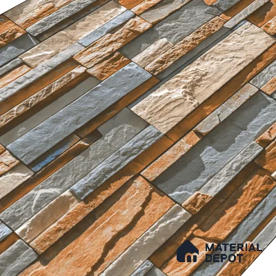 Elevation Wall Tile TL 00076 A Organic Brown 2 ft x 1 ft Punch Matte Finish Vitrified Tile - 9 mm | Suitable For Feature Wall, Boundary Wall, Balcony, Outdoor