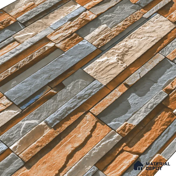 Elevation Wall Tile TL 00076 A Organic Brown 2 ft x 1 ft Punch Matte Finish Vitrified Tile - 9 mm | Suitable For Feature Wall, Boundary Wall, Balcony, Outdoor