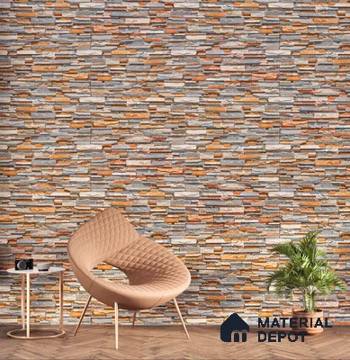 Elevation Wall Tile TL 00076 A Organic Brown 2 ft x 1 ft Punch Matte Finish Vitrified Tile - 9 mm | Suitable For Feature Wall, Boundary Wall, Balcony, Outdoor