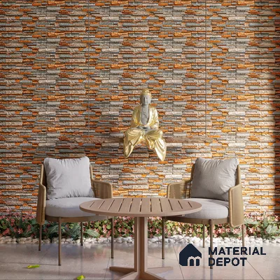 Elevation Wall Tile TL 00076 A Organic Brown 2 ft x 1 ft Punch Matte Finish Vitrified Tile - 9 mm | Suitable For Feature Wall, Boundary Wall, Balcony, Outdoor