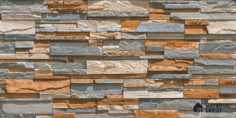 Elevation Wall Tile TL 00076 A Organic Brown 2 ft x 1 ft Punch Matte Finish Vitrified Tile - 9 mm | Suitable For Feature Wall, Boundary Wall, Balcony, Outdoor