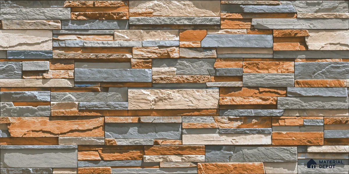 Elevation Wall Tile TL 00076 A Organic Brown 2 ft x 1 ft Punch Matte Finish Vitrified Tile - 9 mm | Suitable For Feature Wall, Boundary Wall, Balcony, Outdoor