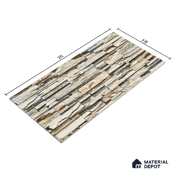 Elevation Wall Tile TL 00076 B Beige 2 ft x 1 ft Punch Matte Finish Vitrified Tile - 9 mm | Ideal For Modern Facades, Outdoor Cladding, Feature Wall (Sample)