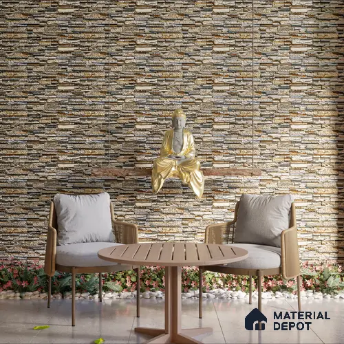 Elevation Wall Tile TL 00076 B Beige 2 ft x 1 ft Punch Matte Finish Vitrified Tile - 9 mm | Ideal For Modern Facades, Outdoor Cladding, Feature Wall