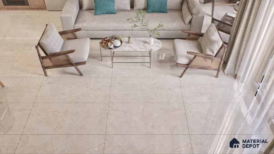 Endless Floor & Wall Vitrified Tile Oyster Crema 4 ft x 2 ft | TL 05537 Glossy Finish - 9 mm | Suitable for Living Room, Bedroom