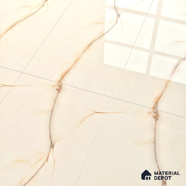 Endless Floor & Wall Tile TL 02946 Pastel Cream 1600 x 800 mm Glossy Finish Vitrified Tile - 9 mm | Suitable For Living Room, Bedroom (Sample)