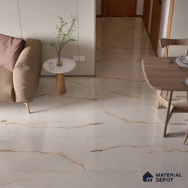 Endless Floor & Wall Tile TL 02946 Pastel Cream 1600 x 800 mm Glossy Finish Vitrified Tile - 9 mm | Suitable For Living Room, Bedroom (Sample)