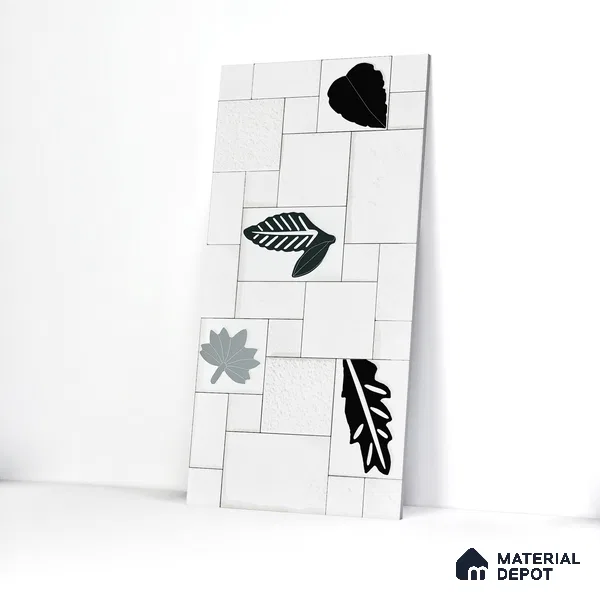 Elevation Wall Tile TL 00070 A Pearl White 2 ft x 1 ft Punch Matte Finish Vitrified Tile - 9 mm | Suitable For Feature Wall, Boundary Wall, Balcony, Outdoor | Please Expect a Slight Variation of Pattern