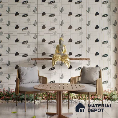 Elevation Wall Tile TL 00070 A Pearl White 2 ft x 1 ft Punch Matte Finish Vitrified Tile - 9 mm | Suitable For Feature Wall, Boundary Wall, Balcony, Outdoor | Please Expect a Slight Variation of Pattern