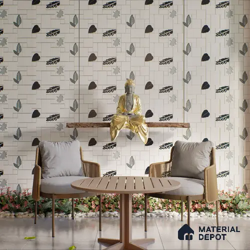 Elevation Wall Tile TL 00070 A Pearl White 2 ft x 1 ft Punch Matte Finish Vitrified Tile - 9 mm | Suitable For Feature Wall, Boundary Wall, Balcony, Outdoor | Please Expect a Slight Variation of Pattern