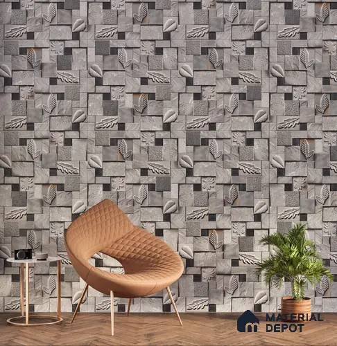 Elevation Wall Tile TL 00070 B Grey 2 ft x 1 ft Punch Matte Finish Vitrified Tile - 9 mm | Suitable For Feature Wall, Boundary Wall, Balcony, Outdoor | Please Expect a Slight Variation of Pattern