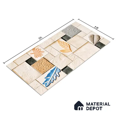 Elevation Wall Tile TL 00070 C Light Beige 2 ft x 1 ft Punch Matte Finish Vitrified Tile - 9 mm | Suitable For Feature Wall, Boundary Wall, Balcony, Outdoor | Please Expect a Slight Variation of Pattern (Sample)