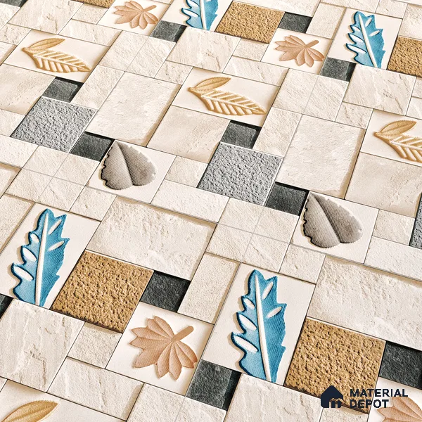 Elevation Wall Tile TL 00070 C Light Beige 2 ft x 1 ft Punch Matte Finish Vitrified Tile - 9 mm | Suitable For Feature Wall, Boundary Wall, Balcony, Outdoor | Please Expect a Slight Variation of Pattern (Sample)