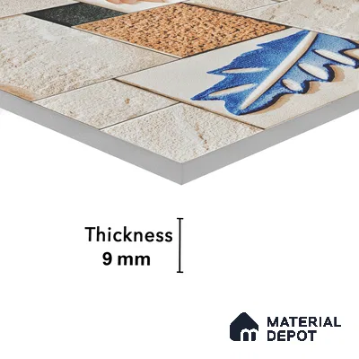 Elevation Wall Tile TL 00070 C Light Beige 2 ft x 1 ft Punch Matte Finish Vitrified Tile - 9 mm | Suitable For Feature Wall, Boundary Wall, Balcony, Outdoor | Please Expect a Slight Variation of Pattern (Sample)