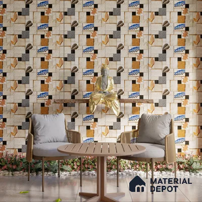 Elevation Wall Tile TL 00070 C Light Beige 2 ft x 1 ft Punch Matte Finish Vitrified Tile - 9 mm | Suitable For Feature Wall, Boundary Wall, Balcony, Outdoor | Please Expect a Slight Variation of Pattern (Sample)