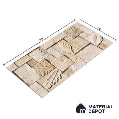 Elevation Wall Tile TL 00070 D Dark Beige 2 ft x 1 ft Punch Matte Finish Vitrified Tile - 9 mm | Suitable For Feature Wall, Boundary Wall, Balcony, Outdoor | Please Expect a Slight Variation of Pattern (Sample)