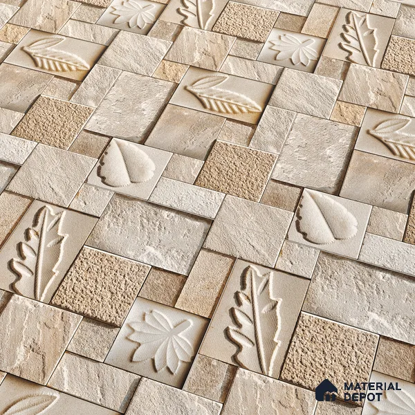 Elevation Wall Tile TL 00070 D Dark Beige 2 ft x 1 ft Punch Matte Finish Vitrified Tile - 9 mm | Suitable For Feature Wall, Boundary Wall, Balcony, Outdoor | Please Expect a Slight Variation of Pattern (Sample)