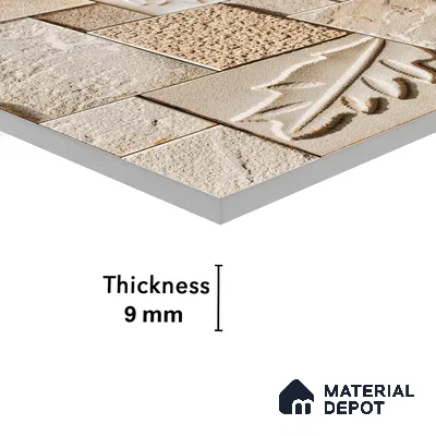 Elevation Wall Tile TL 00070 D Dark Beige 2 ft x 1 ft Punch Matte Finish Vitrified Tile - 9 mm | Suitable For Feature Wall, Boundary Wall, Balcony, Outdoor | Please Expect a Slight Variation of Pattern (Sample)