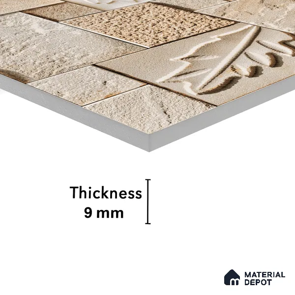 Elevation Wall Tile TL 00070 D Dark Beige 2 ft x 1 ft Punch Matte Finish Vitrified Tile - 9 mm | Suitable For Feature Wall, Boundary Wall, Balcony, Outdoor | Please Expect a Slight Variation of Pattern (Sample)