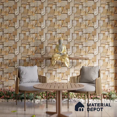 Elevation Wall Tile TL 00070 D Dark Beige 2 ft x 1 ft Punch Matte Finish Vitrified Tile - 9 mm | Suitable For Feature Wall, Boundary Wall, Balcony, Outdoor | Please Expect a Slight Variation of Pattern (Sample)