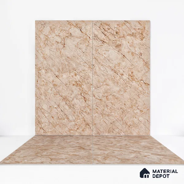 Carving Wall & Floor Tile Penny Brown | TL 01185 | 4 ft x 2 ft Size | Matte Finish Vitrified Tile - 9 mm Thick | Suitable For Living Room, Bedroom, Bathroom (Sample)