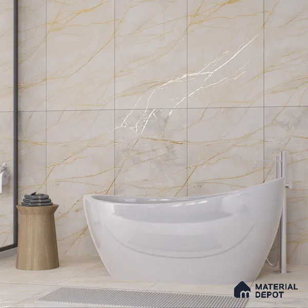 Carving Wall & Floor Tile Bever Light | TL 01069 | 4 ft x 2 ft Size | Matte Finish Vitrified Tile - 9 mm Thick | Perfect For Living Room, Bedroom, Bathroom (Sample)