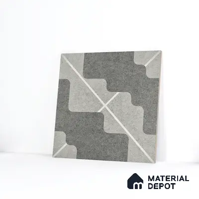 Parking Floor Tile TL 03387 K Puzzle Charcoal 16 x 16 inch Anti Slip Matte Finish Heavy Duty Vitrified Tile - 12 mm | Suitable For Garage, Driveway, Terrace | Pattern Alignment May Vary | 2-3 mm Spacer is Mandatory