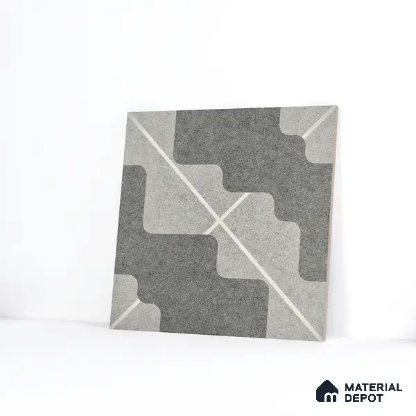 Parking Floor Tile TL 03387 K Puzzle Charcoal 16 x 16 inch Anti Slip Matte Finish Heavy Duty Vitrified Tile - 12 mm | Suitable For Garage, Driveway, Terrace | Pattern Alignment May Vary | 2-3 mm Spacer is Mandatory