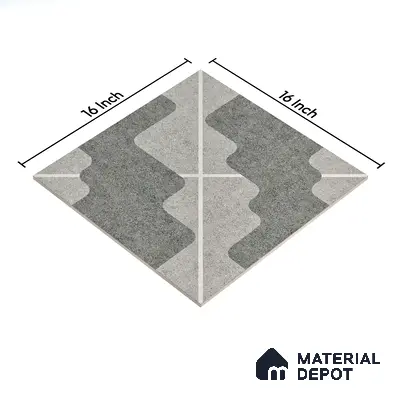 Parking Floor Tile TL 03387 K Puzzle Charcoal 16 x 16 inch Anti Slip Matte Finish Heavy Duty Vitrified Tile - 12 mm | Suitable For Garage, Driveway, Terrace | Pattern Alignment May Vary | 2-3 mm Spacer is Mandatory