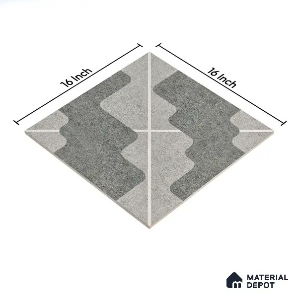 Parking Floor Tile TL 03387 K Puzzle Charcoal 16 x 16 inch Anti Slip Matte Finish Heavy Duty Vitrified Tile - 12 mm | Suitable For Garage, Driveway, Terrace | Pattern Alignment May Vary | 2-3 mm Spacer is Mandatory