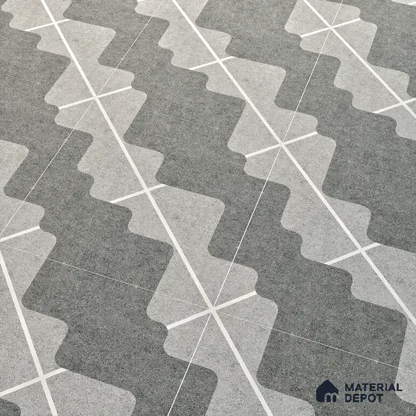 Parking Floor Tile TL 03387 K Puzzle Charcoal 16 x 16 inch Anti Slip Matte Finish Heavy Duty Vitrified Tile - 12 mm | Suitable For Garage, Driveway, Terrace | Pattern Alignment May Vary | 2-3 mm Spacer is Mandatory