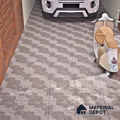 Parking Floor Tile TL 03387 A Puzzle Dust 16 x 16 inch Anti Slip Matte Finish Heavy Duty Vitrified Tile - 12 mm | Suitable For Garage, Driveway, Terrace | Pattern Alignment May Vary | 2-3 mm Spacer is Mandatory