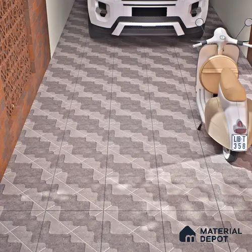 Parking Floor Tile TL 03387 A Puzzle Dust 16 x 16 inch Anti Slip Matte Finish Heavy Duty Vitrified Tile - 12 mm | Suitable For Garage, Driveway, Terrace | Pattern Alignment May Vary | 2-3 mm Spacer is Mandatory