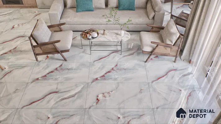 Endless Wall & Floor Vitrified Tile Red Brussa 4 ft x 2 ft | TL 05634 High Gloss Finish - 9 mm | Suitable for Living Room, Bedroom
