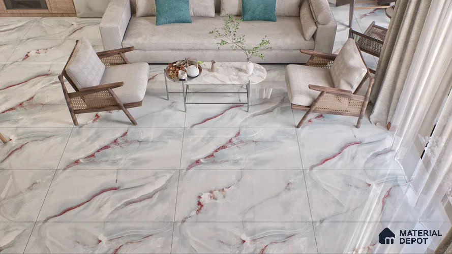 Endless Wall & Floor Vitrified Tile Red Brussa 4 ft x 2 ft | TL 05634 High Gloss Finish - 9 mm | Suitable for Living Room, Bedroom