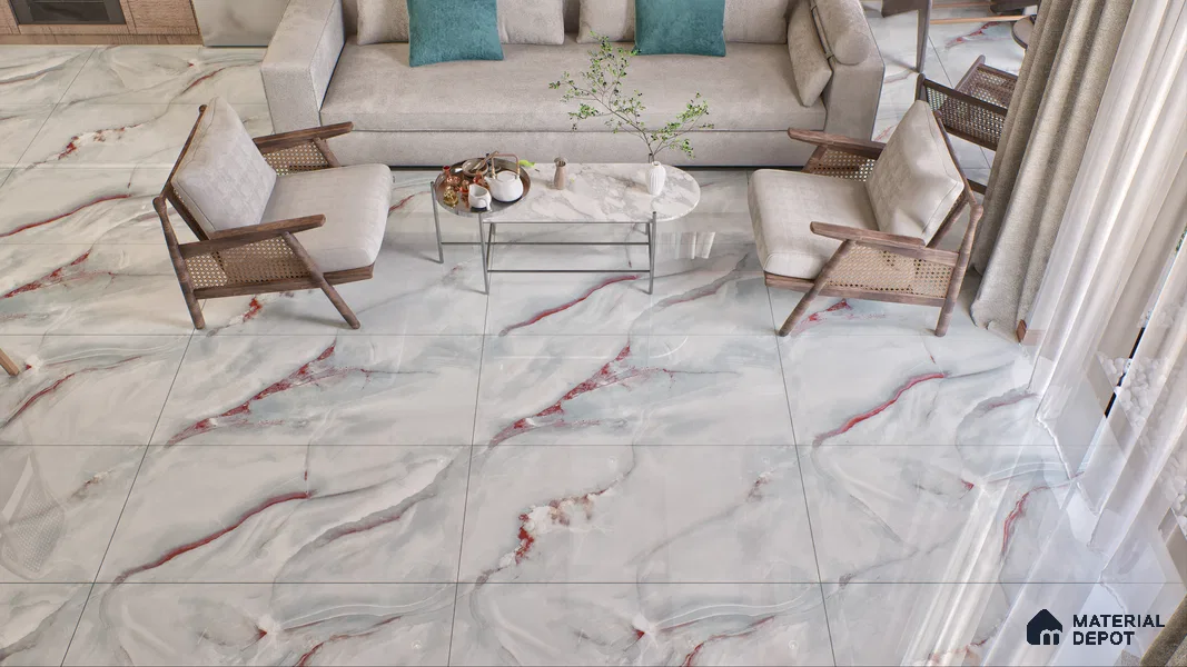 Endless Wall & Floor Vitrified Tile Red Brussa 4 ft x 2 ft | TL 05634 High Gloss Finish - 9 mm | Suitable for Living Room, Bedroom