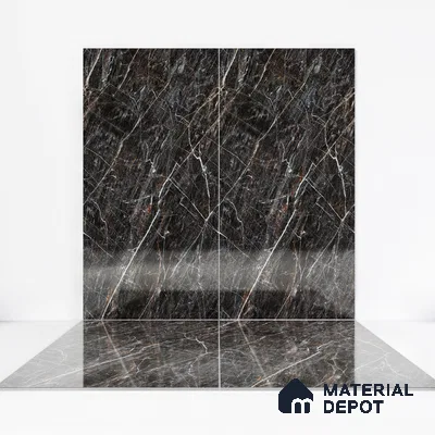 Endless Floor & Wall Vitrified Tile Sable Black 4 ft x 2 ft | TL 01088 Glossy Finish - 9 mm | Suitable for Living Room, Bedroom