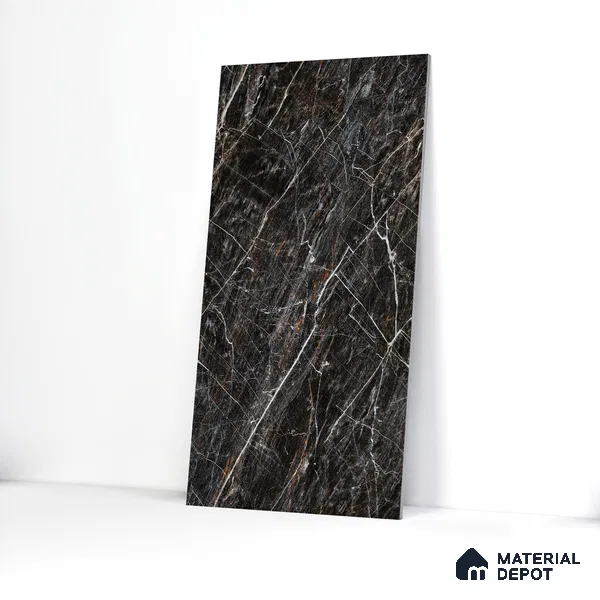 Endless Floor & Wall Vitrified Tile Sable Black 4 ft x 2 ft | TL 01088 Glossy Finish - 9 mm | Suitable for Living Room, Bedroom
