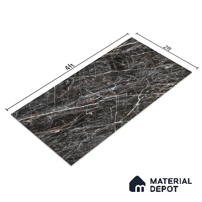 Endless Floor & Wall Vitrified Tile Sable Black 4 ft x 2 ft | TL 01088 Glossy Finish - 9 mm | Suitable for Living Room, Bedroom