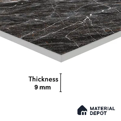 Endless Floor & Wall Vitrified Tile Sable Black 4 ft x 2 ft | TL 01088 Glossy Finish - 9 mm | Suitable for Living Room, Bedroom
