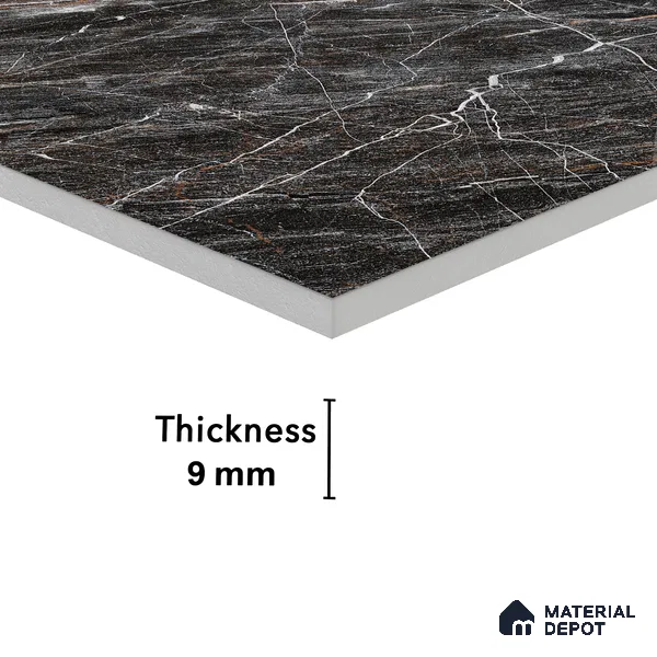 Endless Floor & Wall Vitrified Tile Sable Black 4 ft x 2 ft | TL 01088 Glossy Finish - 9 mm | Suitable for Living Room, Bedroom