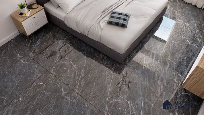Endless Floor & Wall Vitrified Tile Sable Black 4 ft x 2 ft | TL 01088 Glossy Finish - 9 mm | Suitable for Living Room, Bedroom