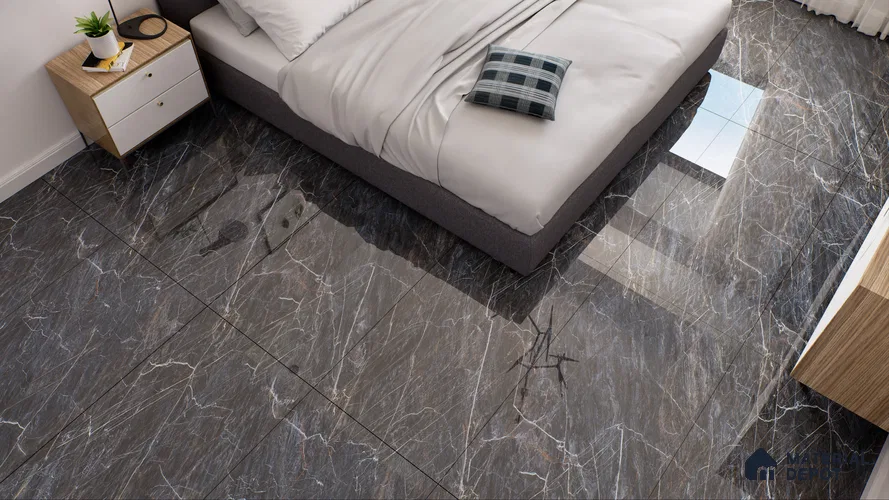 Endless Floor & Wall Vitrified Tile Sable Black 4 ft x 2 ft | TL 01088 Glossy Finish - 9 mm | Suitable for Living Room, Bedroom