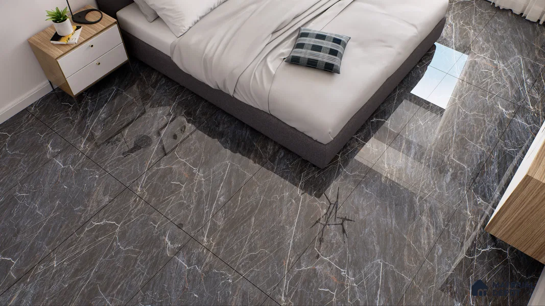 Endless Floor & Wall Vitrified Tile Sable Black 4 ft x 2 ft | TL 01088 Glossy Finish - 9 mm | Suitable for Living Room, Bedroom