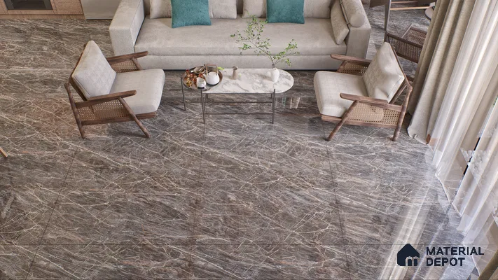 Endless Floor & Wall Vitrified Tile Sable Black 4 ft x 2 ft | TL 01088 Glossy Finish - 9 mm | Suitable for Living Room, Bedroom
