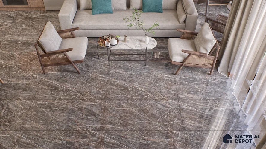 Endless Floor & Wall Vitrified Tile Sable Black 4 ft x 2 ft | TL 01088 Glossy Finish - 9 mm | Suitable for Living Room, Bedroom