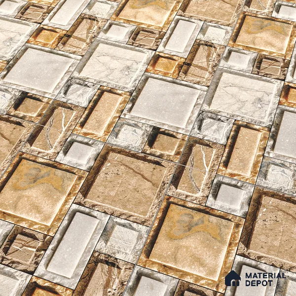 Elevation Wall Tile TL 00086 A Sandy Brown 2 ft x 1 ft Punch Matte Finish Vitrified Tile - 9 mm | Suitable For Feature Wall, Boundary Wall, Balcony, Outdoor